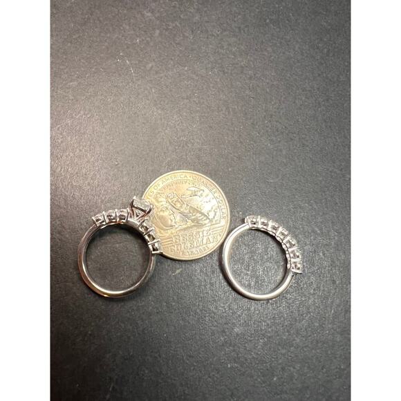 NEW White topaz stackable ring set in platinum over sterling silver size 5 - Picture 9 of 16